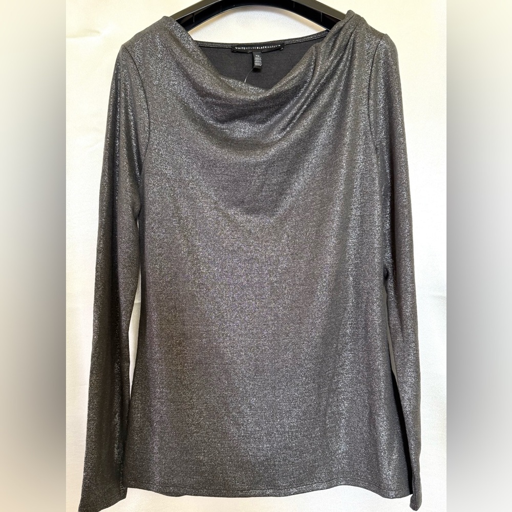 White House Black Market Metallic Silver Top.